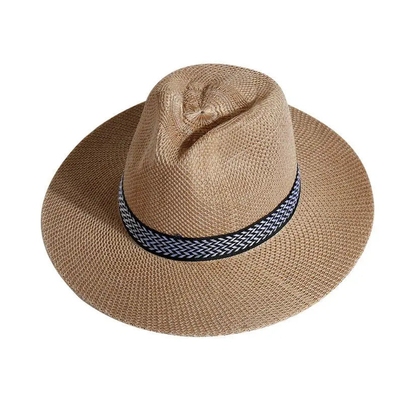 Chapeau fedora paille et lin homme tour de tête 56-58 cm