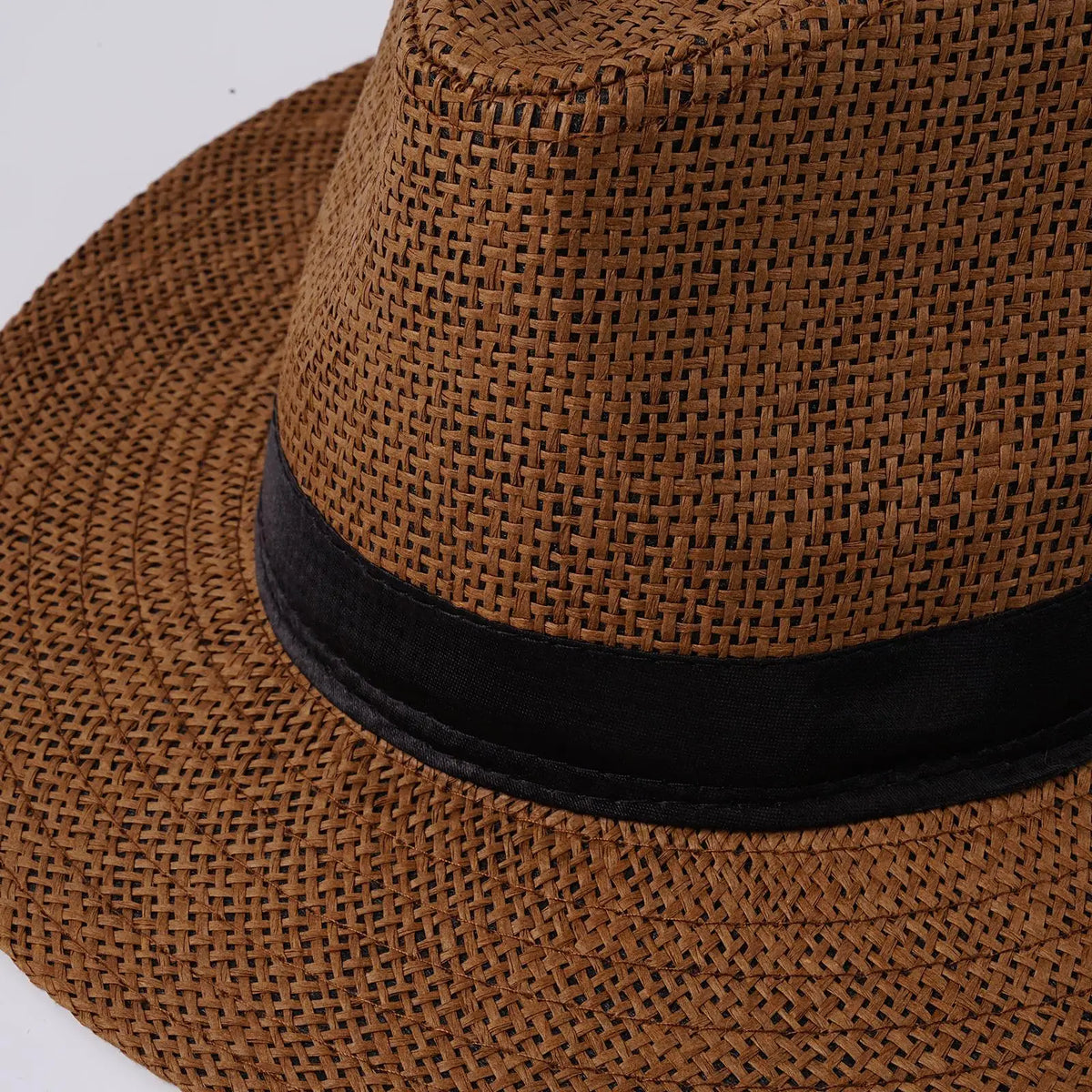Chapeau Panama réglable en paille bord plat tour de tête 58-60 cm