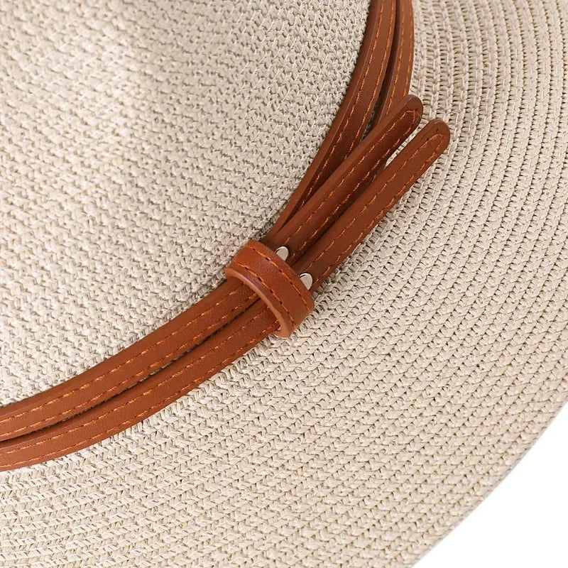 Chapeau de paille façon Panama protection UV bord 7 cm tour de tête 56-60 cm