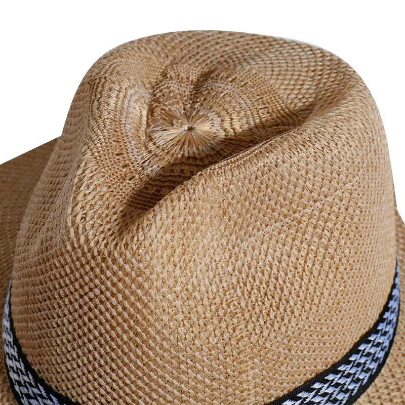 Chapeau fedora paille et lin homme tour de tête 56-58 cm