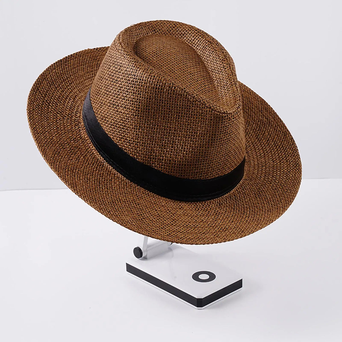 Chapeau Panama réglable en paille bord plat tour de tête 58-60 cm