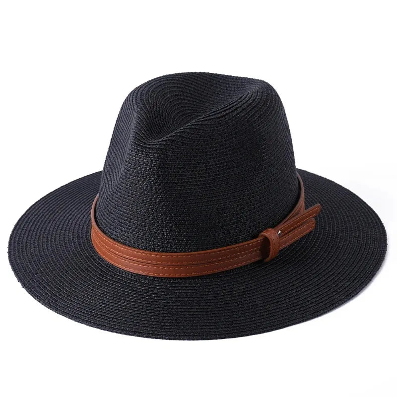 Chapeau de paille façon Panama protection UV bord 7 cm tour de tête 56-60 cm