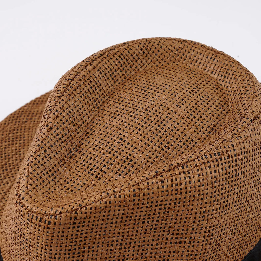 Chapeau Panama réglable en paille bord plat tour de tête 58-60 cm