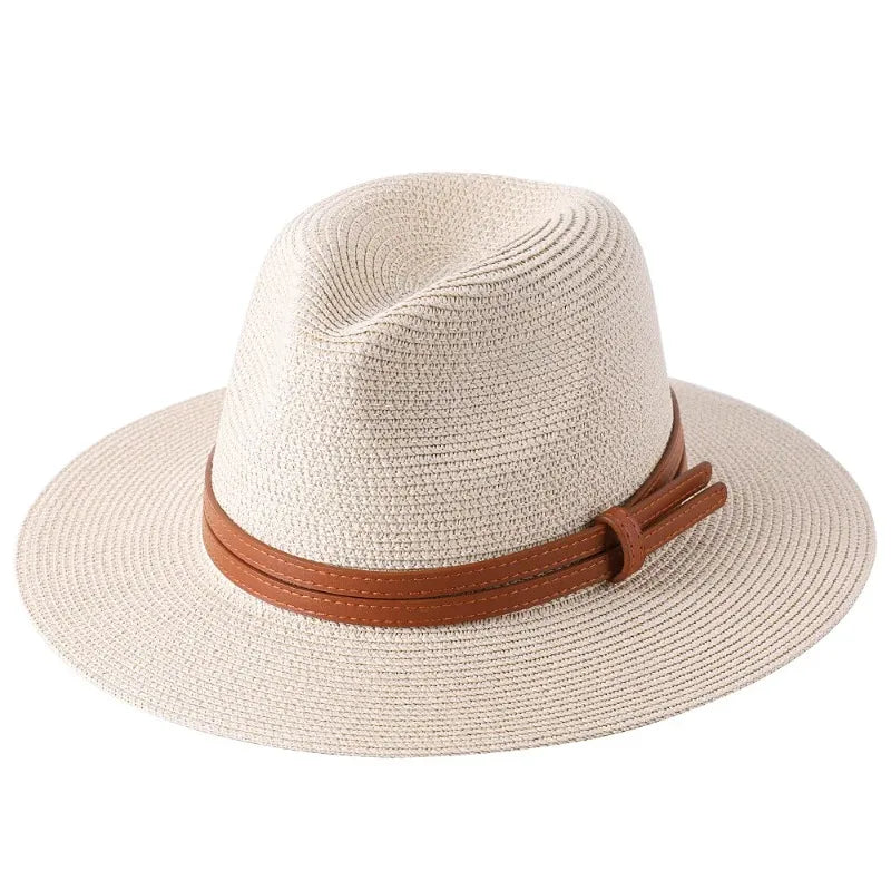 Chapeau de paille façon Panama protection UV bord 7 cm tour de tête 56-60 cm