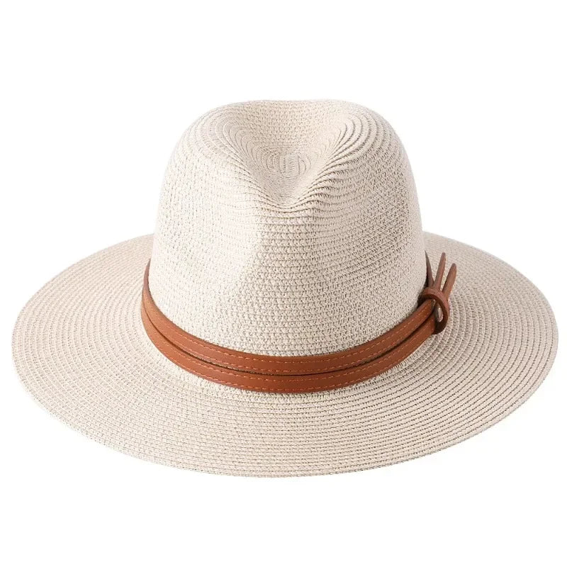 Chapeau de paille façon Panama protection UV bord 7 cm tour de tête 56-60 cm
