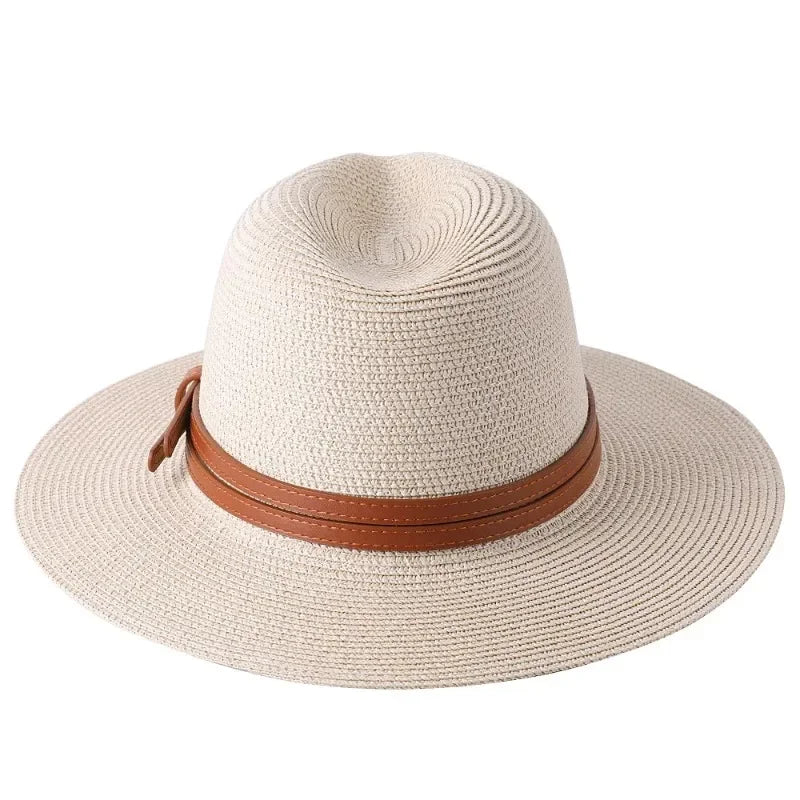 Chapeau de paille façon Panama protection UV bord 7 cm tour de tête 56-60 cm