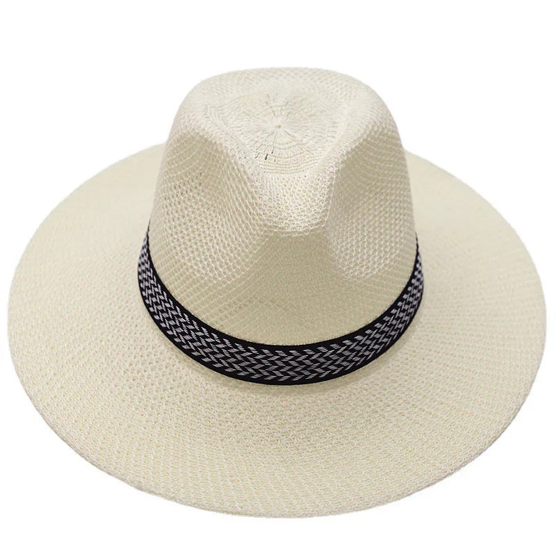 Chapeau fedora paille et lin homme tour de tête 56-58 cm