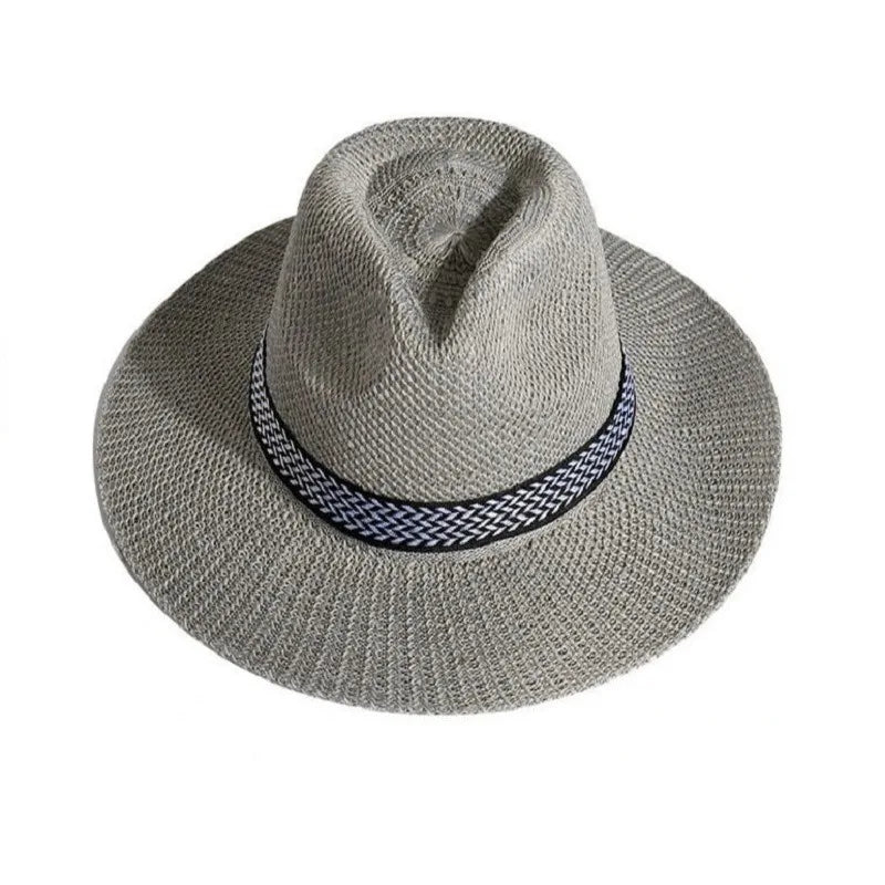 Chapeau fedora paille et lin homme tour de tête 56-58 cm
