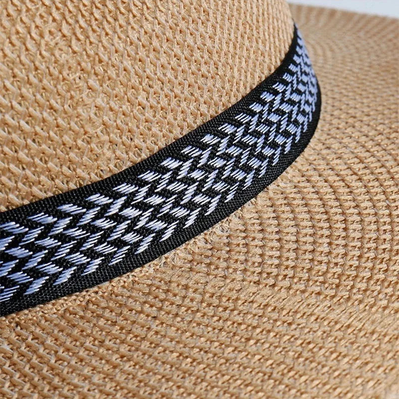 Chapeau fedora paille et lin homme tour de tête 56-58 cm