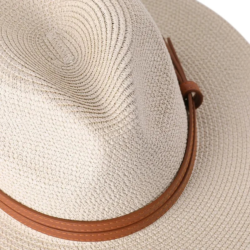 Chapeau de paille façon Panama protection UV bord 7 cm tour de tête 56-60 cm