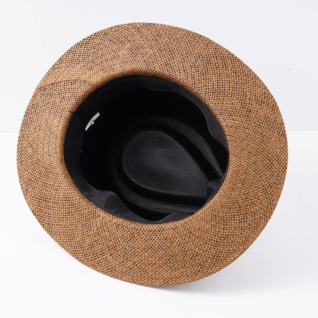 Chapeau Panama réglable en paille bord plat tour de tête 58-60 cm