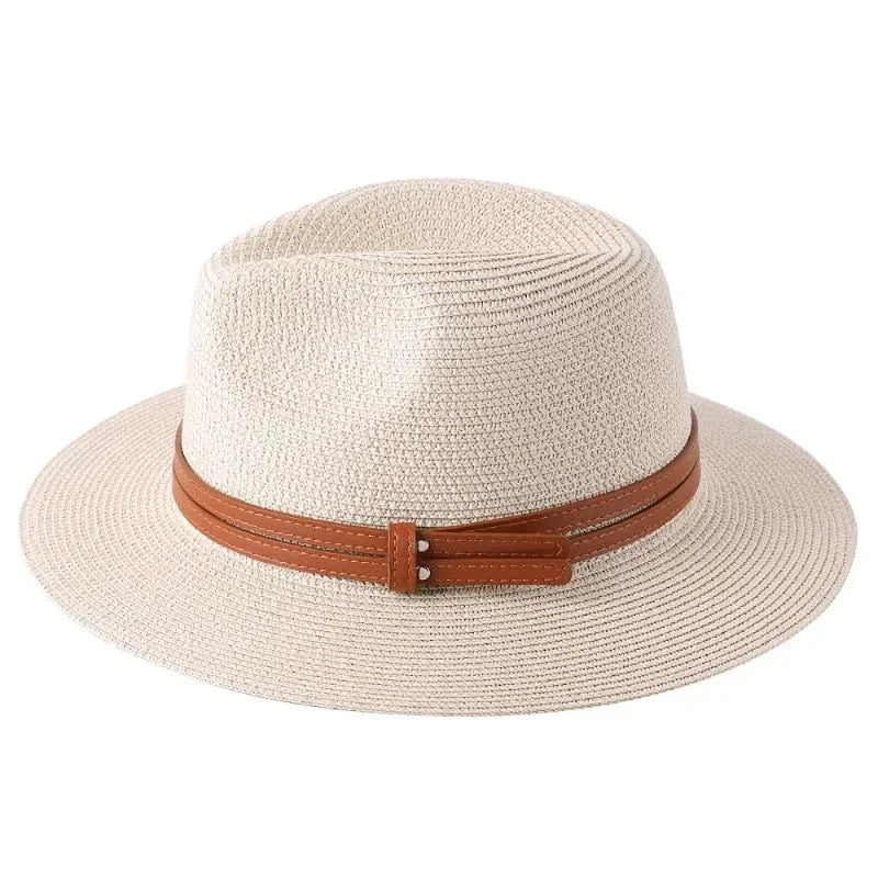 Chapeau de paille façon Panama protection UV bord 7 cm tour de tête 56-60 cm