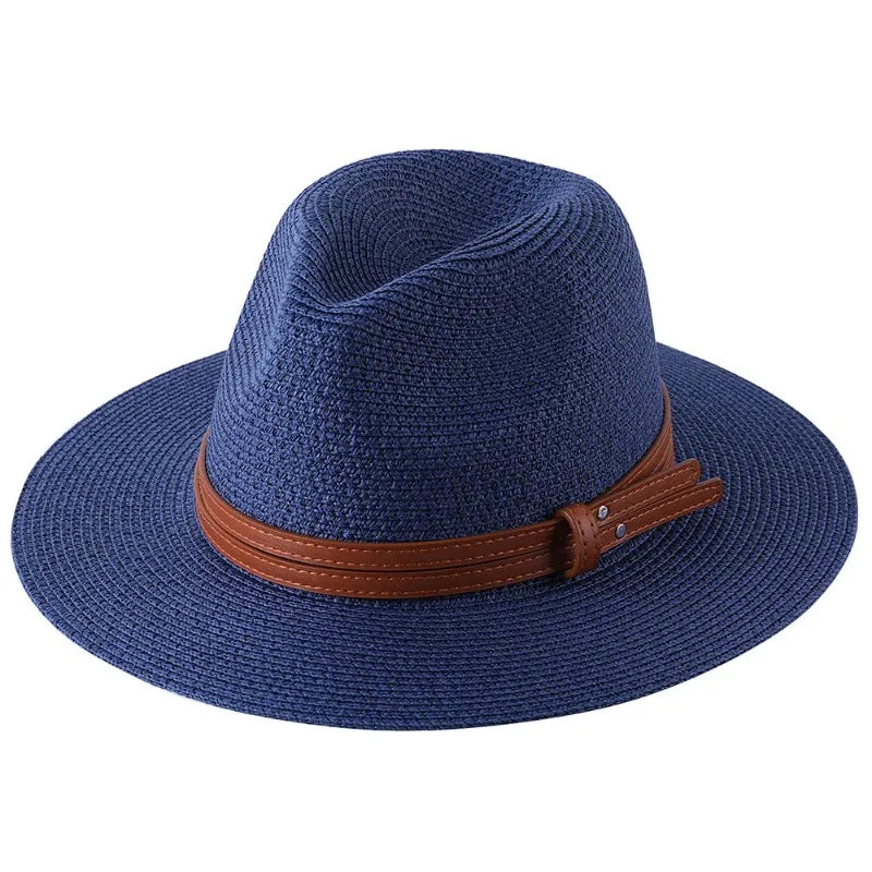 Chapeau de paille façon Panama protection UV bord 7 cm tour de tête 56-60 cm