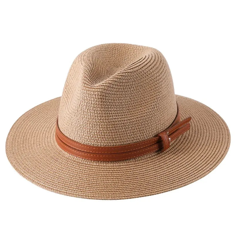 Chapeau de paille façon Panama protection UV bord 7 cm tour de tête 56-60 cm