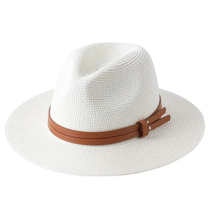 Chapeau de paille façon Panama protection UV bord 7 cm tour de tête 56-60 cm