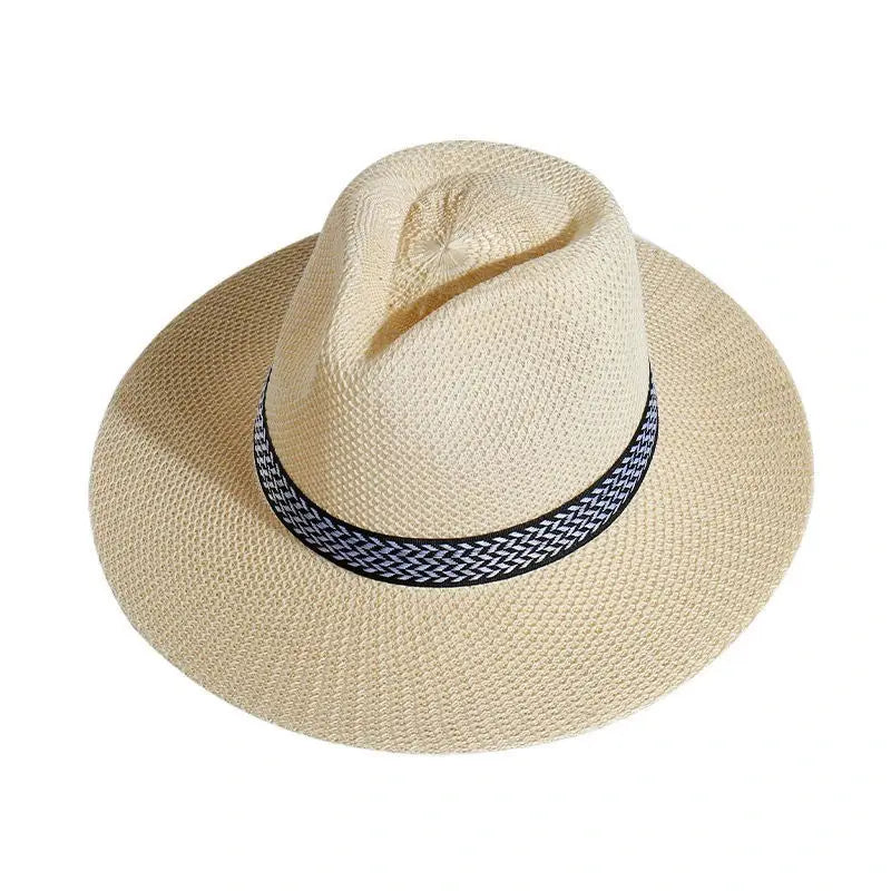 Chapeau fedora paille et lin homme tour de tête 56-58 cm