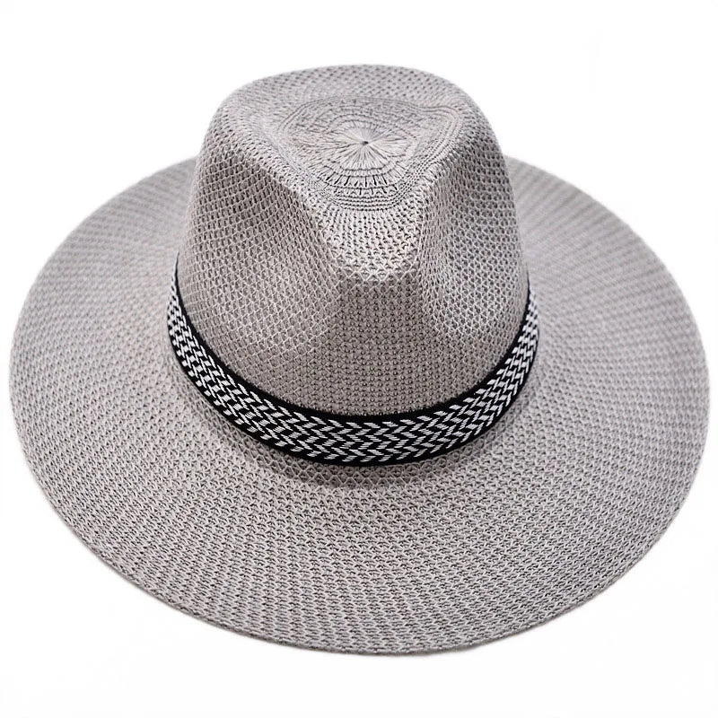 Chapeau fedora paille et lin homme tour de tête 56-58 cm