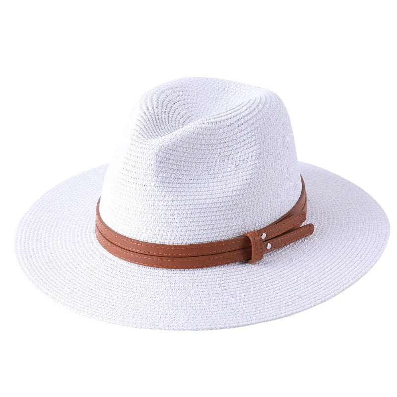 Chapeau de paille façon Panama protection UV bord 7 cm tour de tête 56-60 cm
