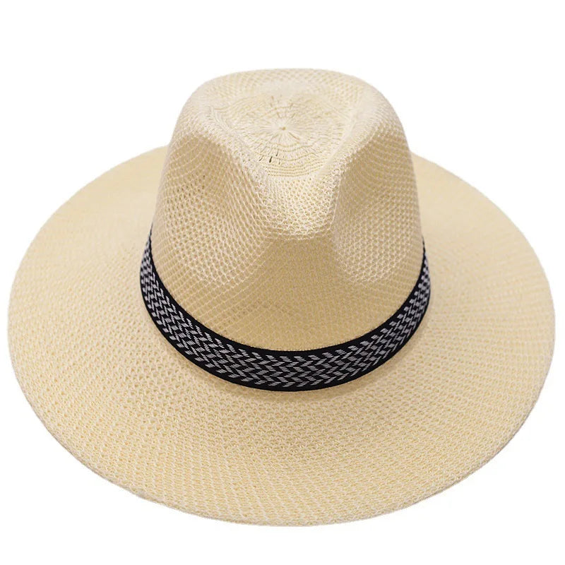 Chapeau fedora paille et lin homme tour de tête 56-58 cm