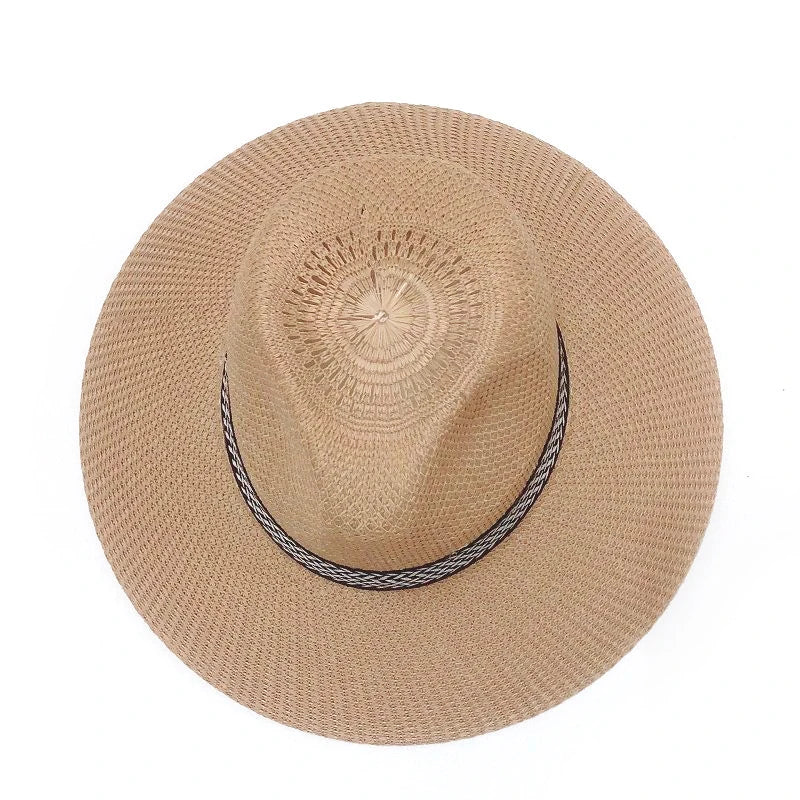 Chapeau fedora paille et lin homme tour de tête 56-58 cm