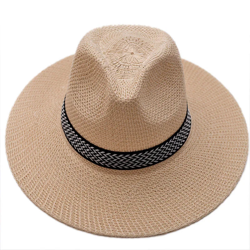Chapeau fedora paille et lin homme tour de tête 56-58 cm